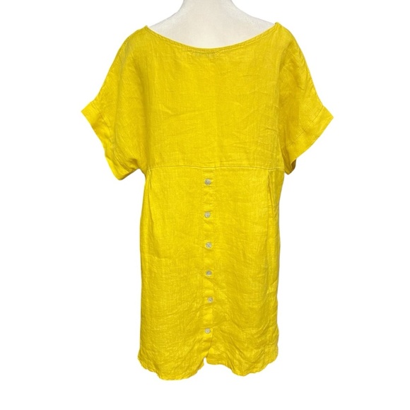 Terzo Millennio Women Yellow Mustard 100 % Linen Blouse Size M Button Back Light - Picture 6 of 10